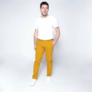 1083 CHINO AJUSTE 163 Coton Bio Filidenim Flex Uni Moutarde Homme marque pas cher en ligne 19