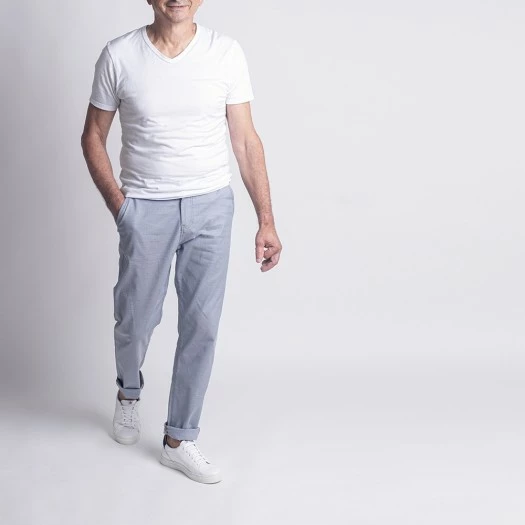 1083 CHINO CAROTTE 168 Coton Bio Pique Flex Bleu Homme acheter en ligne 1