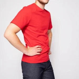 dernières 1083 T-SHIRT DROIT 304 UNI Coton Bio Rouge Homme 12
